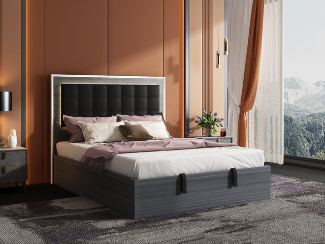 BELLA Hydraulic Lift Storage Bed with LED Lights